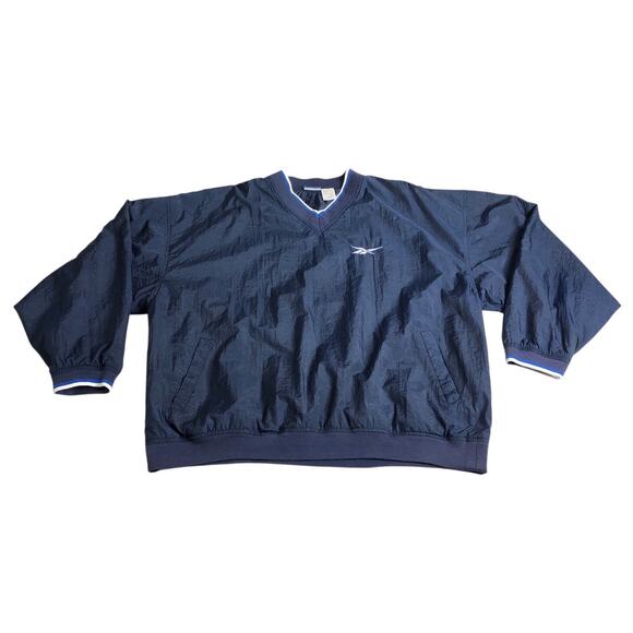 Reebok Other - Vintage Reebok Jacket Mens XXL Blue Nylon Windbreaker Pullover Pockets Lined 90s